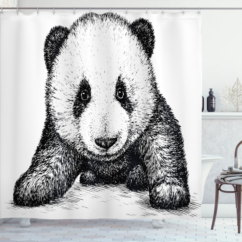 Baby Panda Bear Sketch Shower Curtain