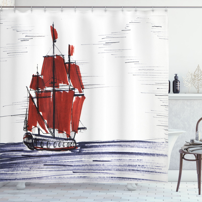 Saliling Ship on Sea Shower Curtain