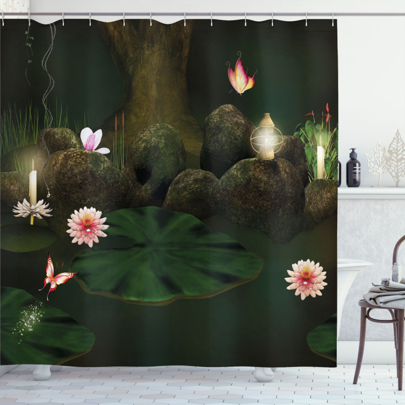 Mystic Forest with Candle Shower Curtain