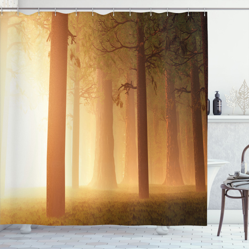 Foggy Hazy Woodland Shower Curtain