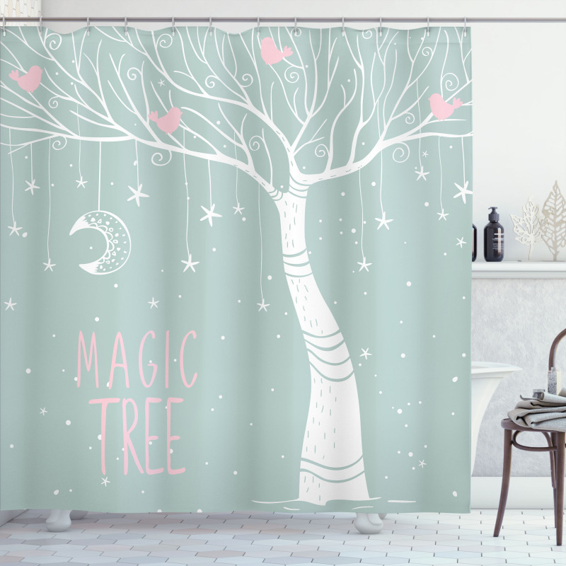 Stars Moon Pastel Colored Shower Curtain