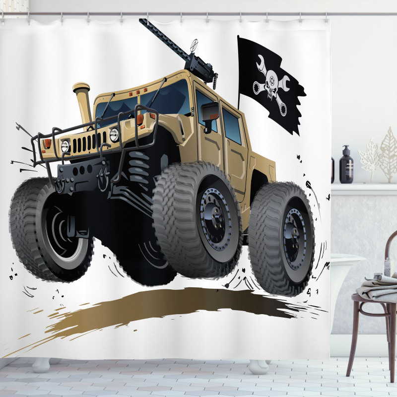 Off Road Safari Truck Shower Curtain