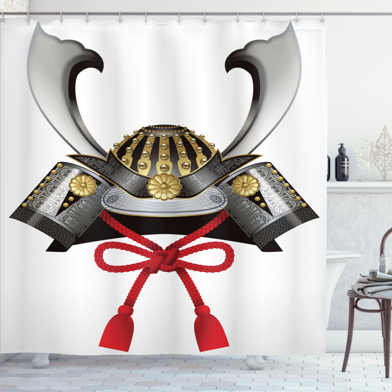 Samurai Kabuto Mask Shower Curtain