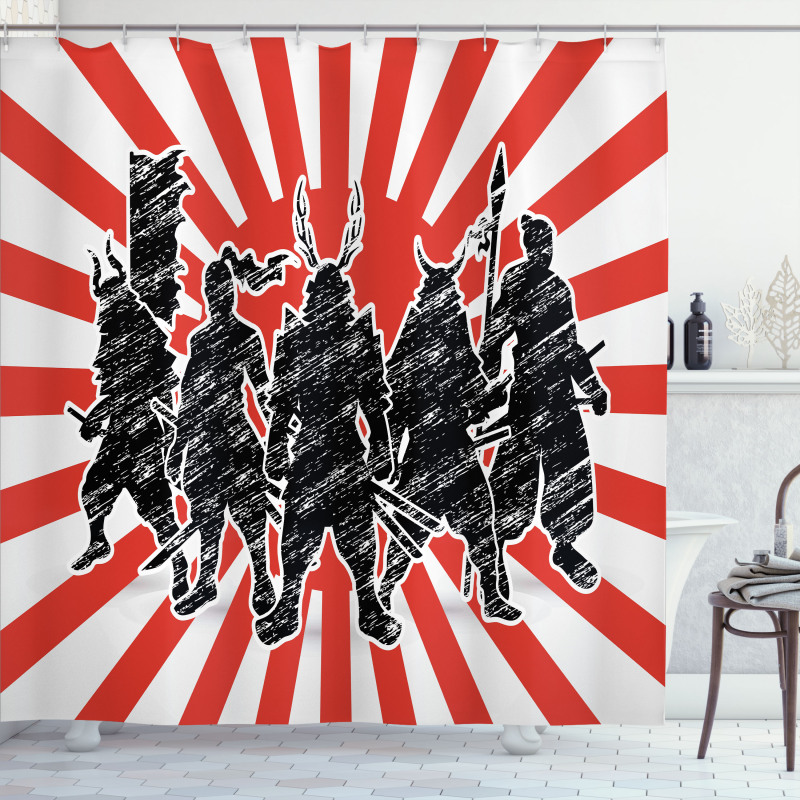 Samurai Ninja Retro Shower Curtain