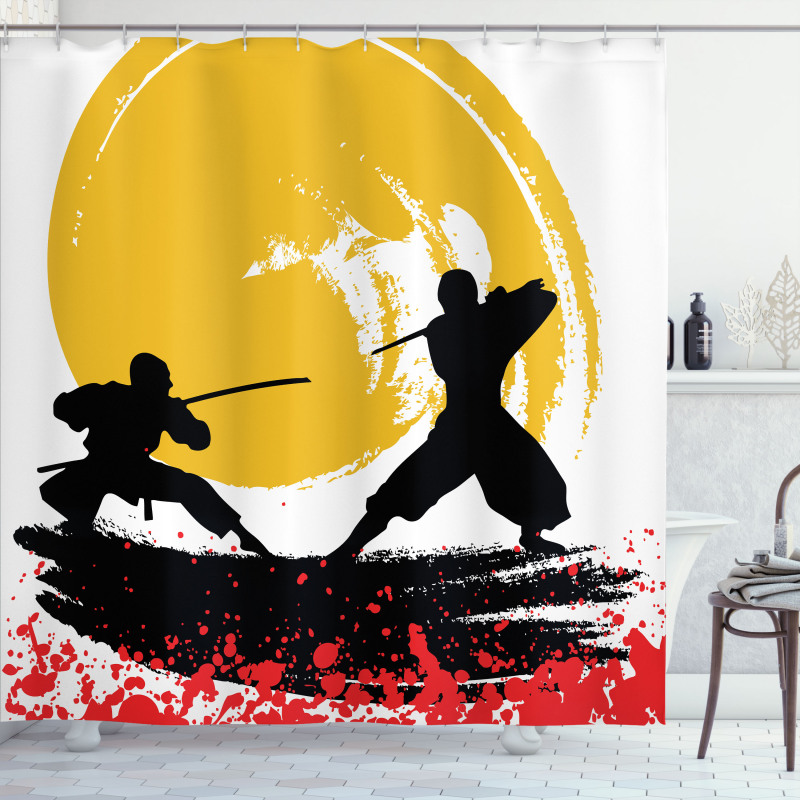 Watercolor Style Ninja Shower Curtain