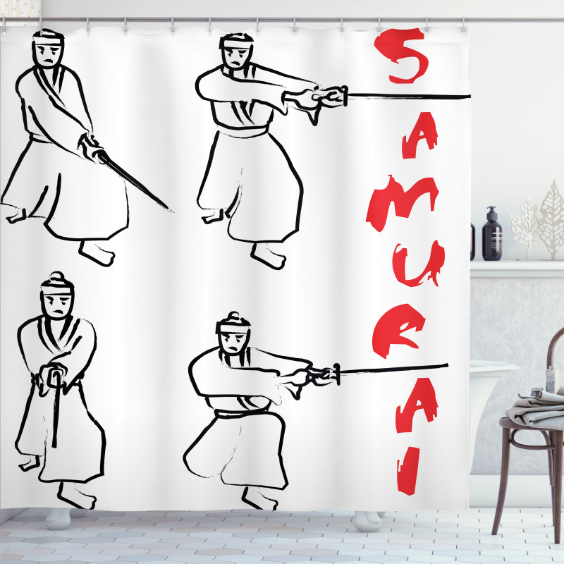 Samurai Katana Asian Shower Curtain