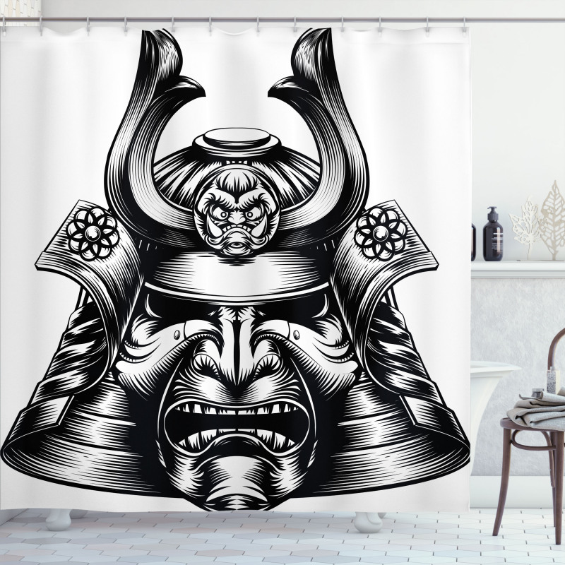 Samurai Mask Martial Shower Curtain
