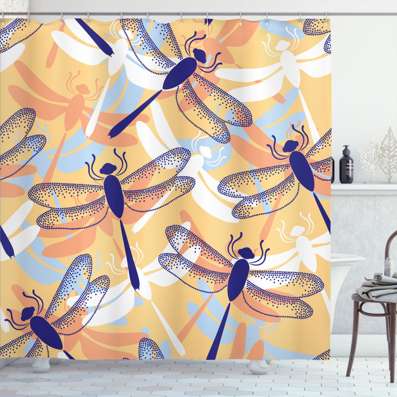 Dragonfly Pattern Boho Shower Curtain