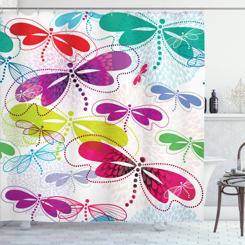 Hydrangea Dragonflies Shower Curtain