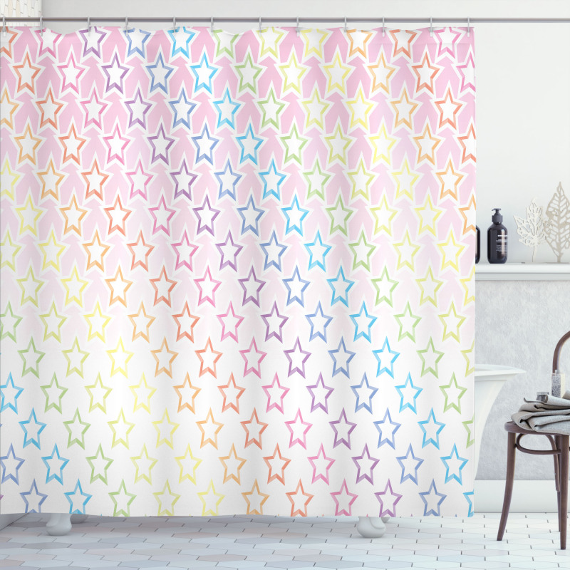Stars in Rainbow Colors Shower Curtain