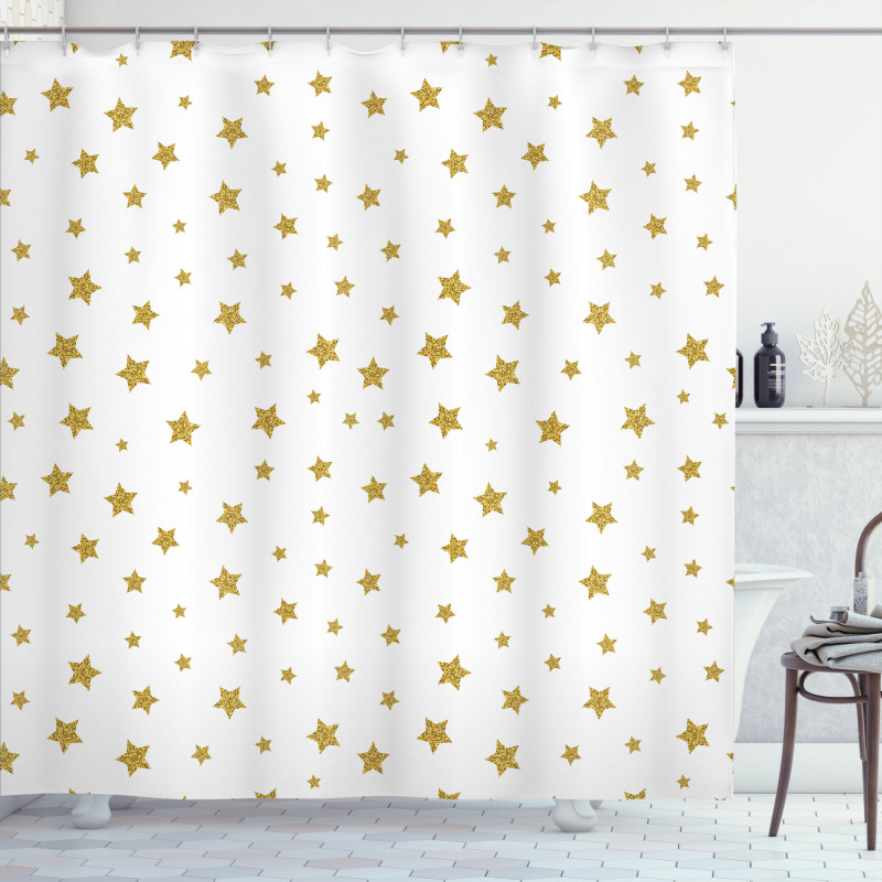 Yellow Stars Pattern Shower Curtain