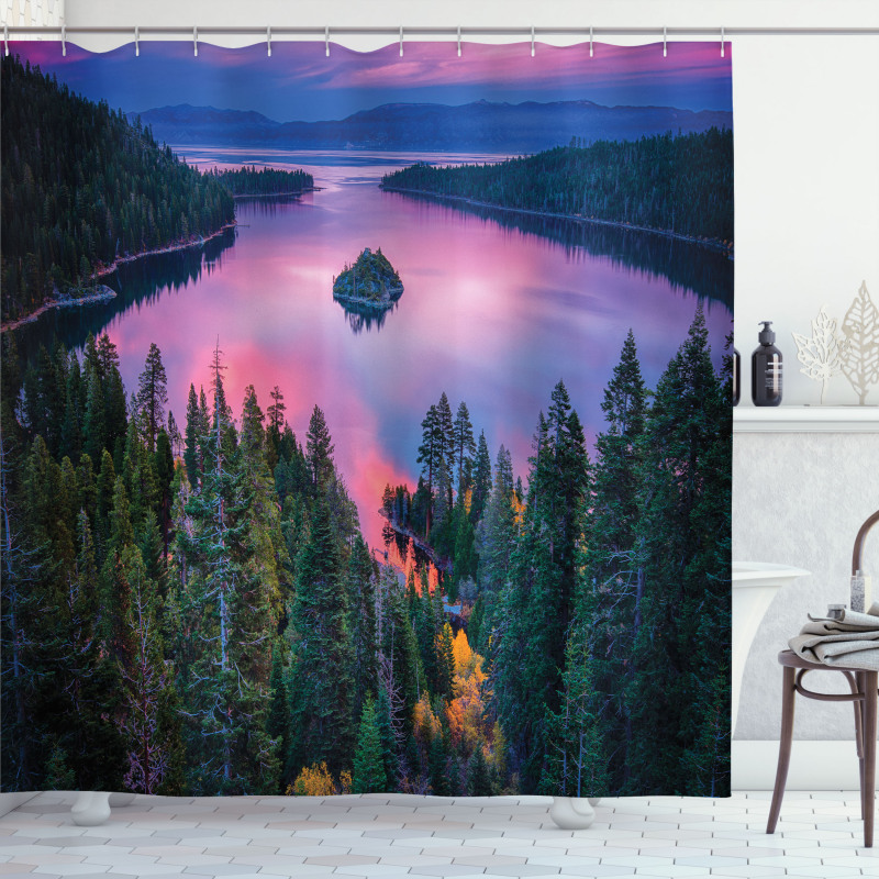 Forest and Lake View Shower Curtain