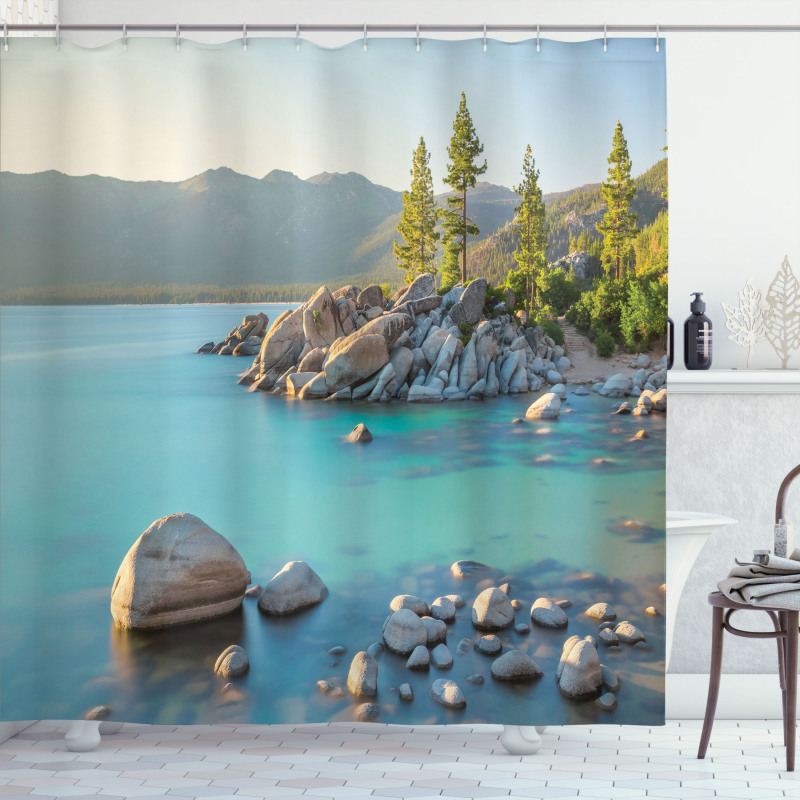 Countryside Lake Beach Shower Curtain