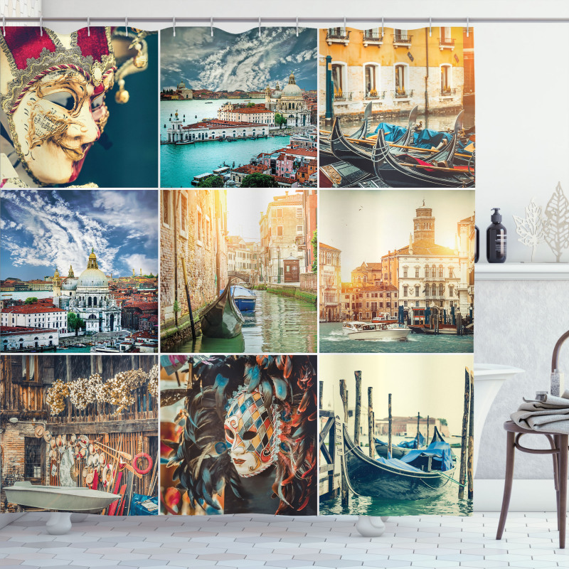 Venice Masks Canals Shower Curtain