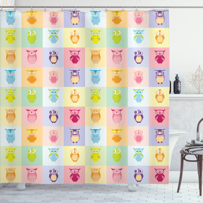 Colorful Owl Kids Shower Curtain