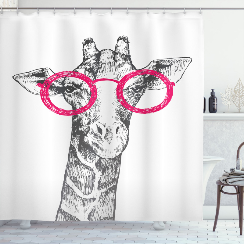 Hipster Animal Glasses Shower Curtain