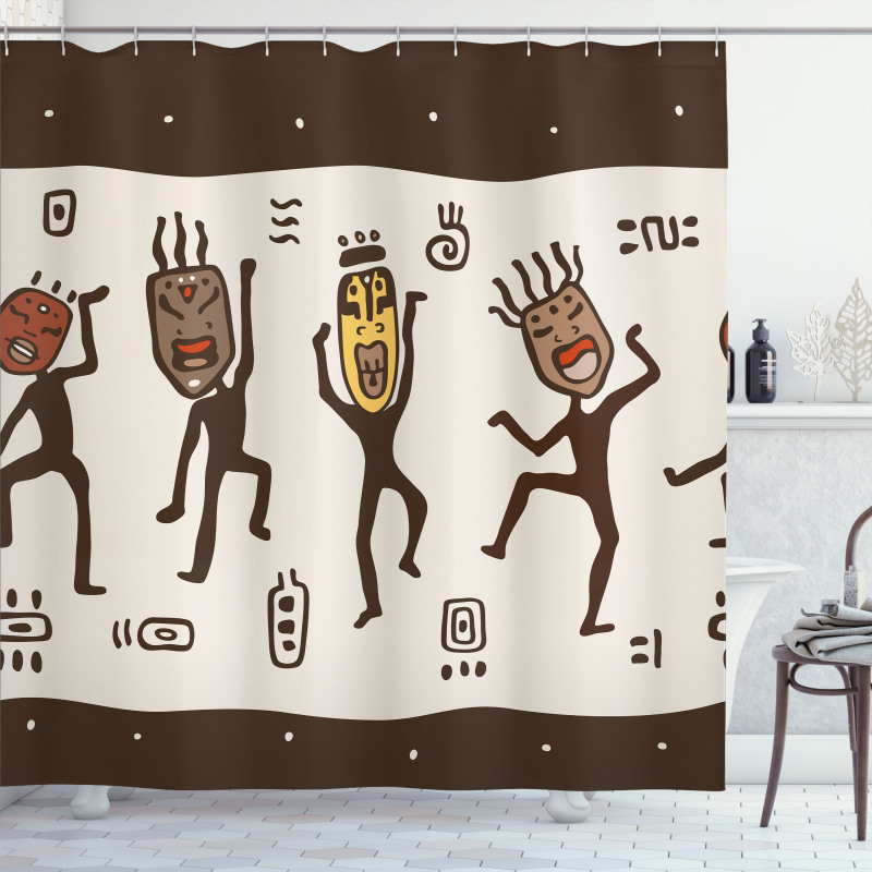 Cartoon Primitive Native Shower Curtain