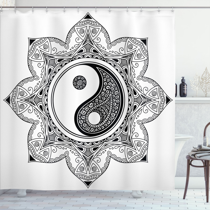 Mehndi Mandala Floral Art Shower Curtain