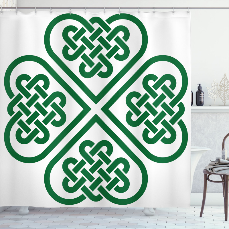 Monochrome Clover Art Shower Curtain