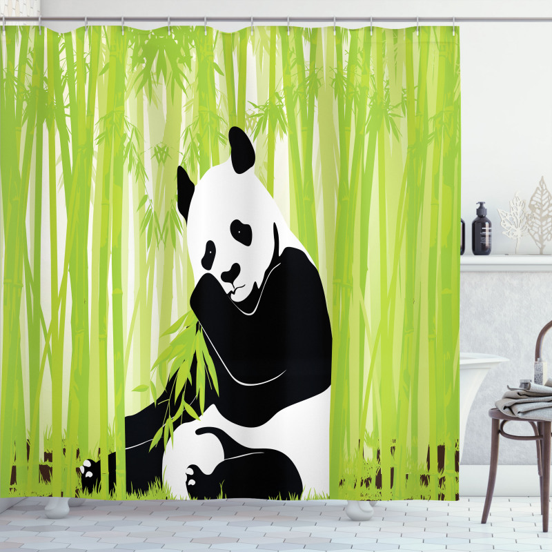Panda in Bamboo Forest Shower Curtain