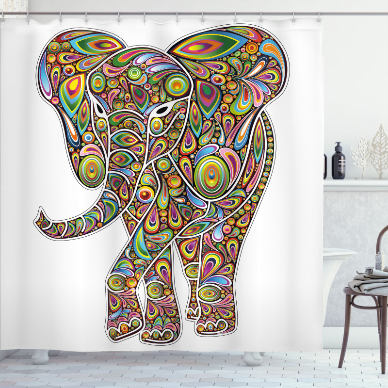 Boho Elephant Art Shower Curtain