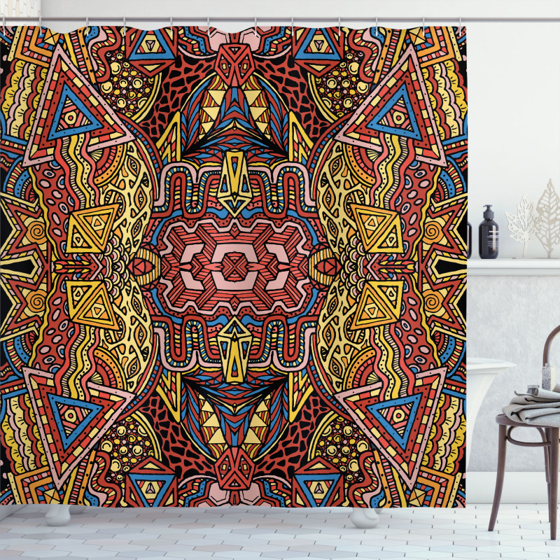 Retro Funky Doodle Shower Curtain