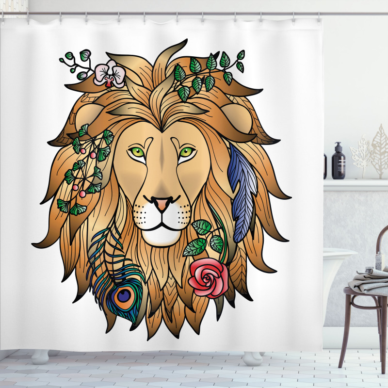 Lion with Flower Shower Curtain