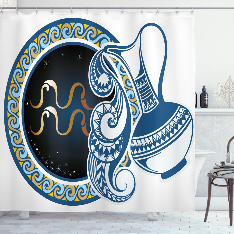 Aquarius Sign Shower Curtain