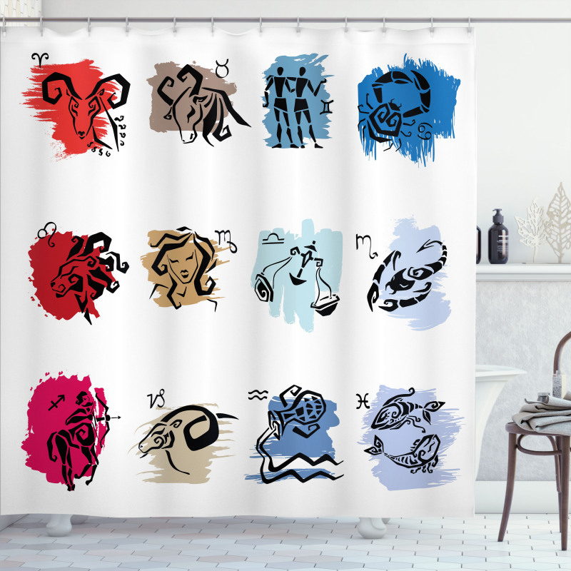 Zodiac Signs Artwork Shower Curtain