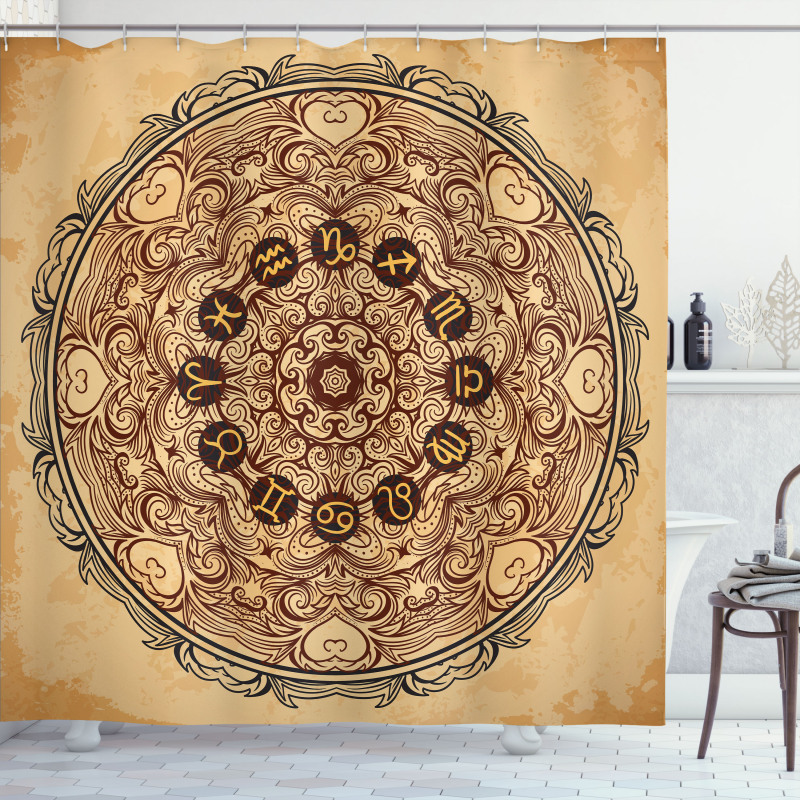 Eastern Mandala Zodiac Shower Curtain