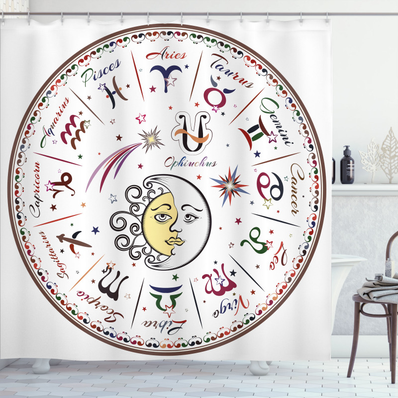Moon Sun and Signs Shower Curtain