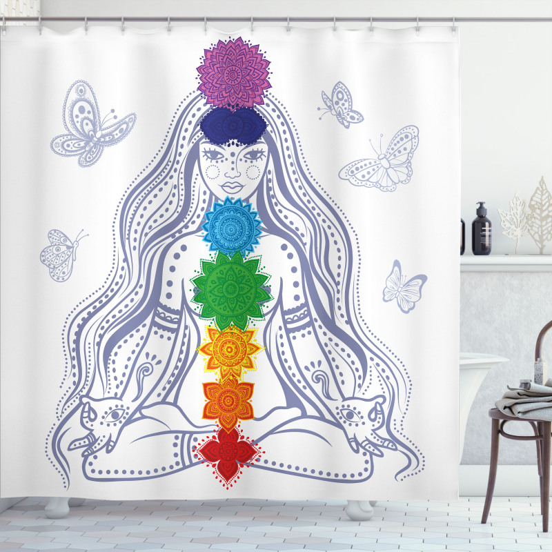 Yoga Meditation Lotus Pose Shower Curtain