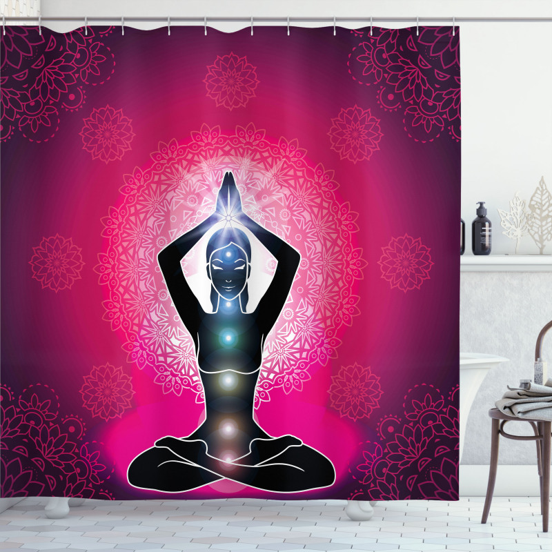 Maroon Yoga Meditation Shower Curtain