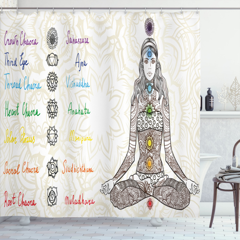 Sketch Yoga Posed Girl Shower Curtain