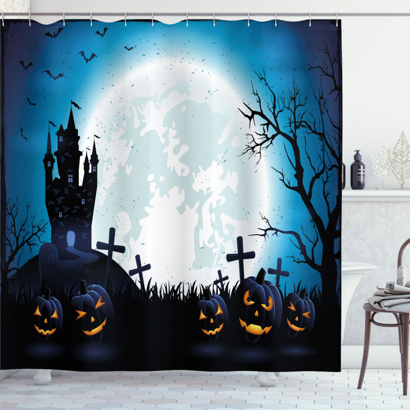 Moon Pumpkins Shower Curtain