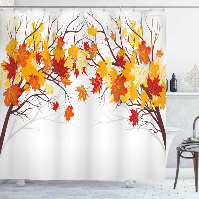 Cartoon Maple Autumn Tree Shower Curtain