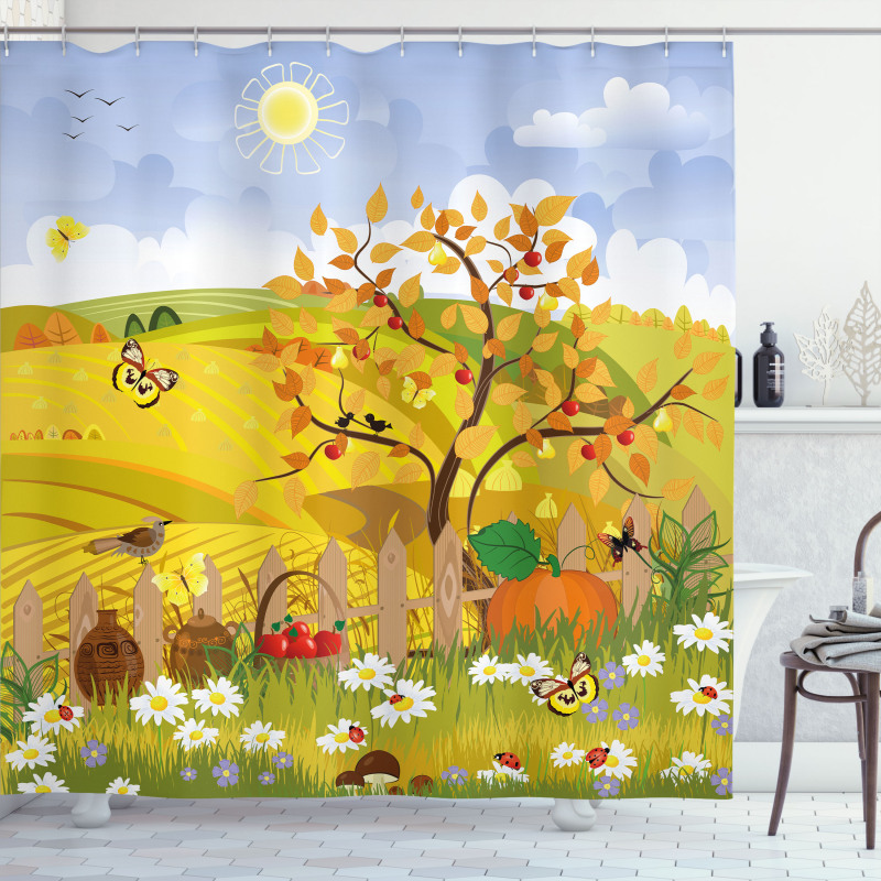 Autumn Garden Daisies Shower Curtain