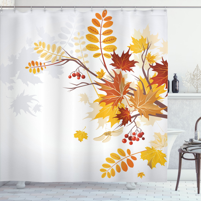 Autumn Themed Faded Leaves Shower Curtain