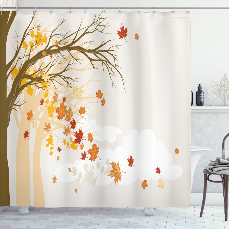Pastel Colored Autumn Trees Shower Curtain
