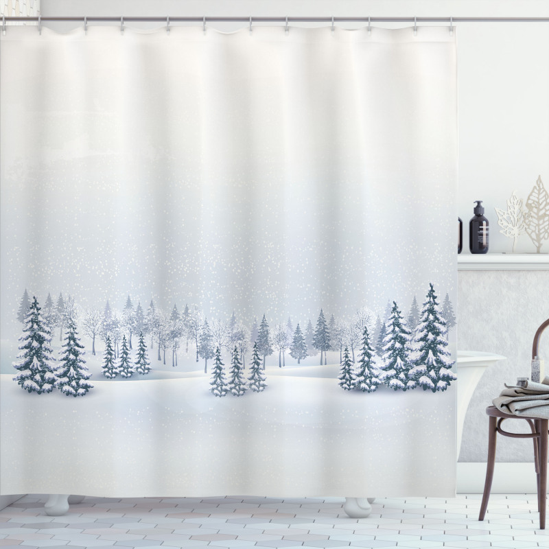 Foggy Weather Trees Shower Curtain