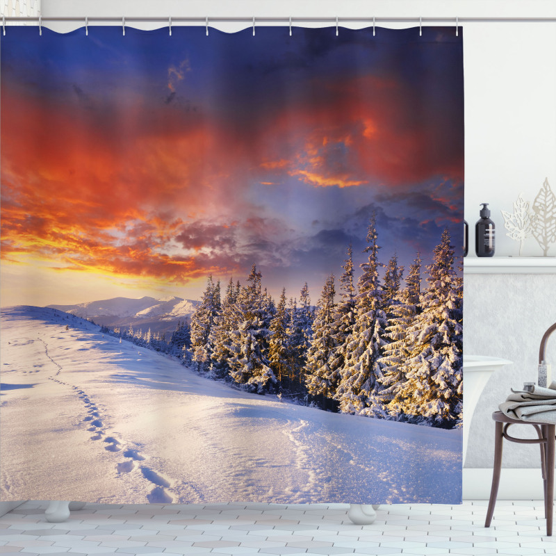 Mountains Pine Trees Shower Curtain