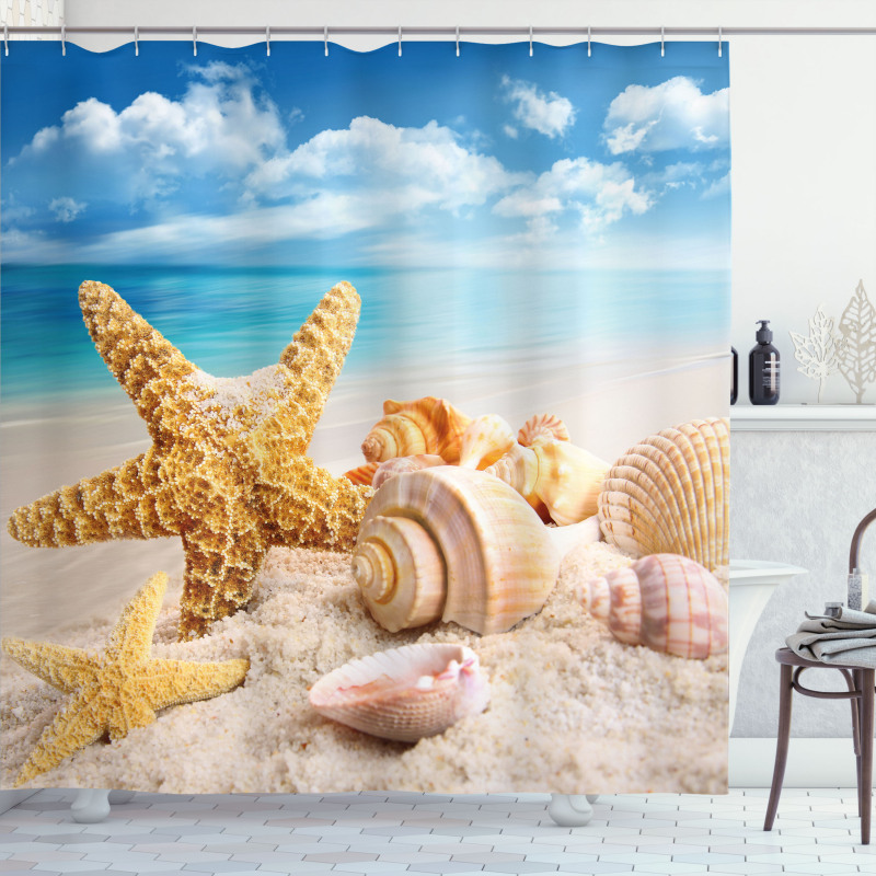 Shells on Tropic Beach Shower Curtain