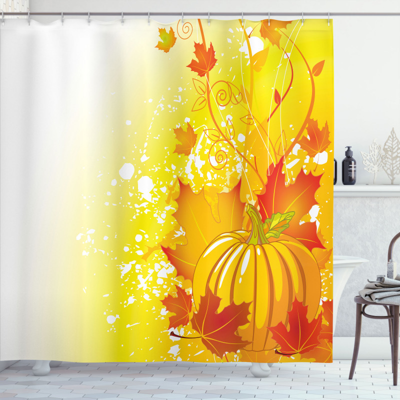 Pumpkin Fall Leaves Shower Curtain