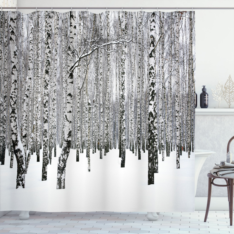 Snowy Forest Photo Woodland Shower Curtain