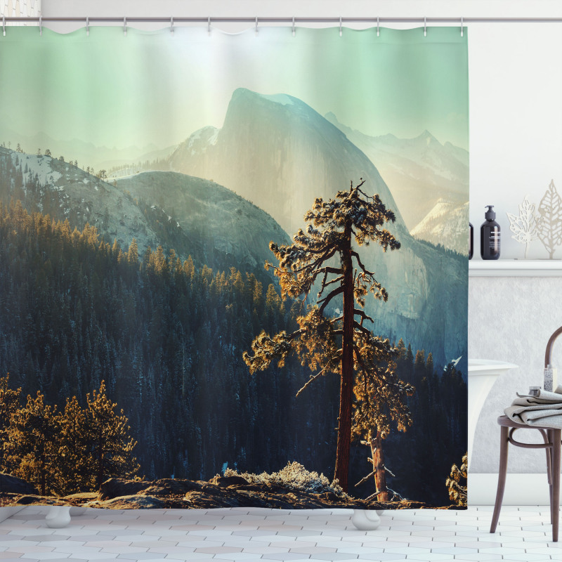 Misty Morning Yosemite Shower Curtain