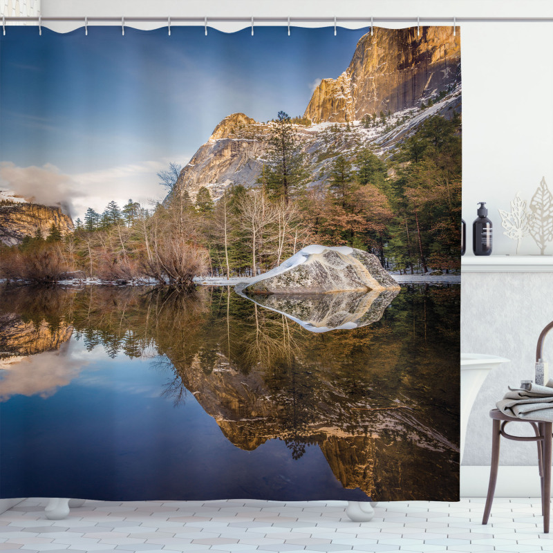 Lake Mountain Sunset Shower Curtain