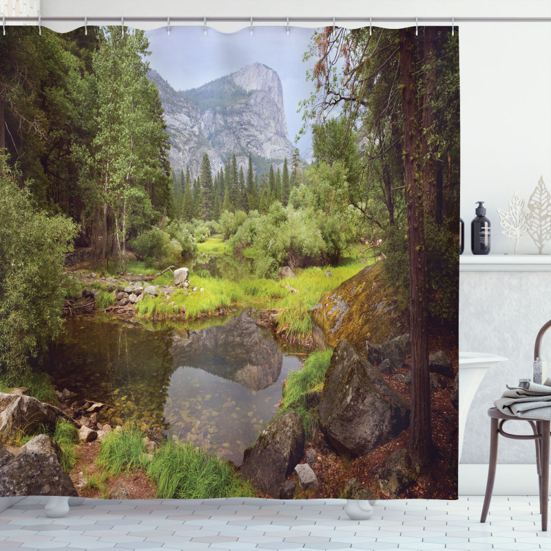 Spring Forest Mountain Shower Curtain