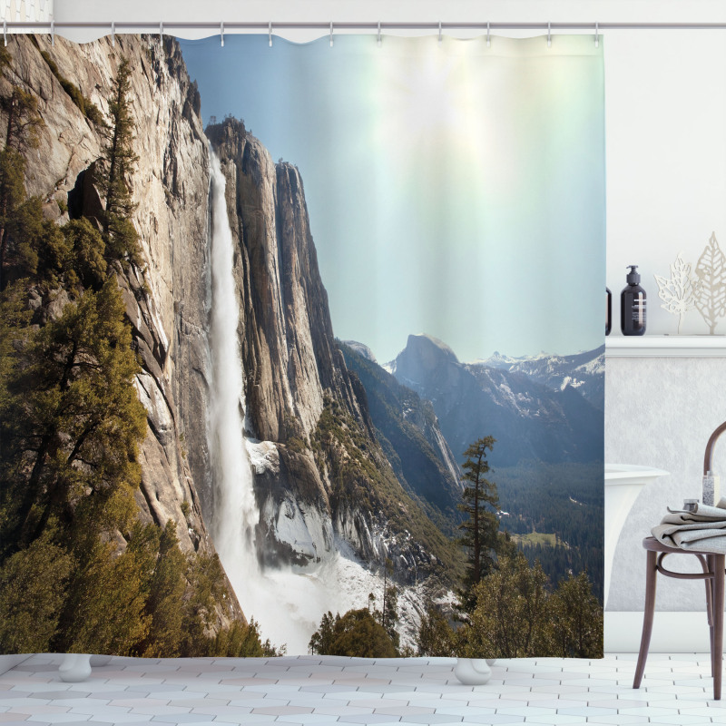 Yosemite Falls Mountain Shower Curtain
