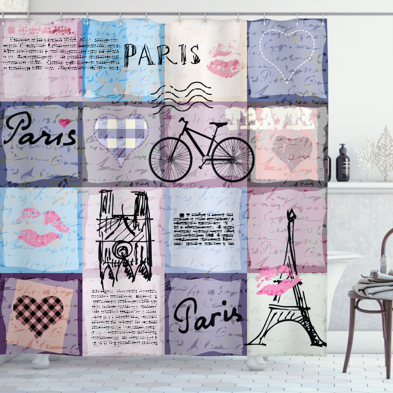 Eiffel Tower Love Letter Shower Curtain