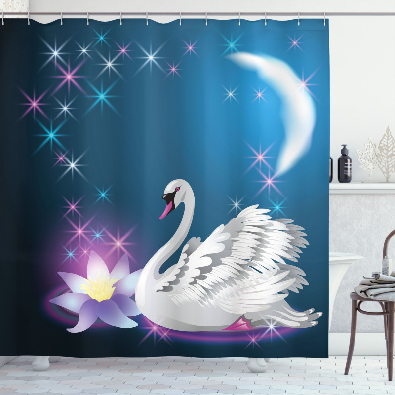 Magic Lily White Swan Shower Curtain